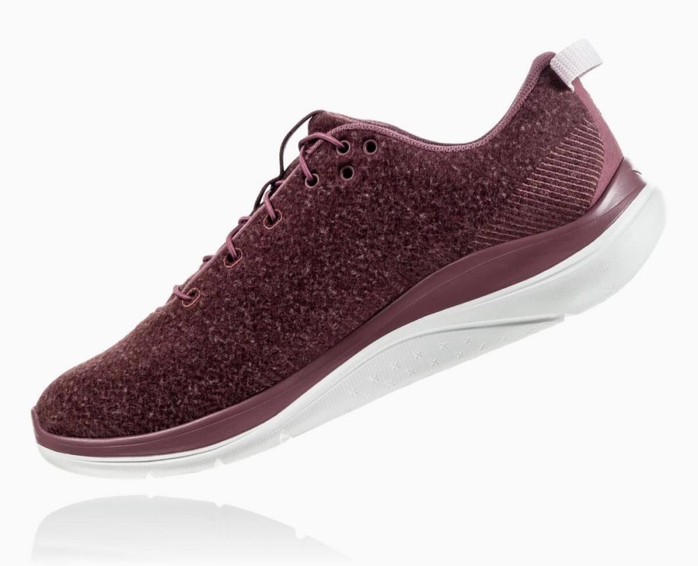 Chaussures Running Route Hoka Hupana Flow Wool Wide Femme Rose Marron Marron | TXJI09458