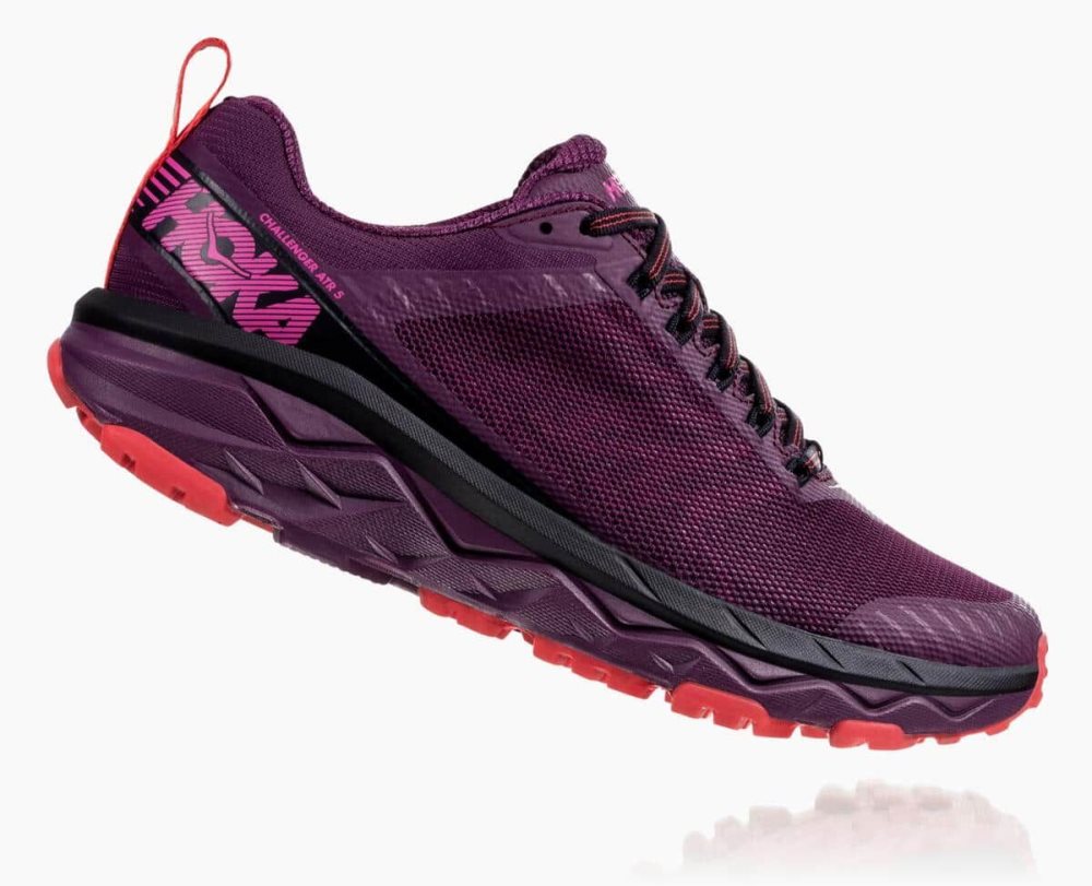 Chaussures Trail Hoka Challenger ATR 5 Wide Femme Violette Rouge | HZMC67042