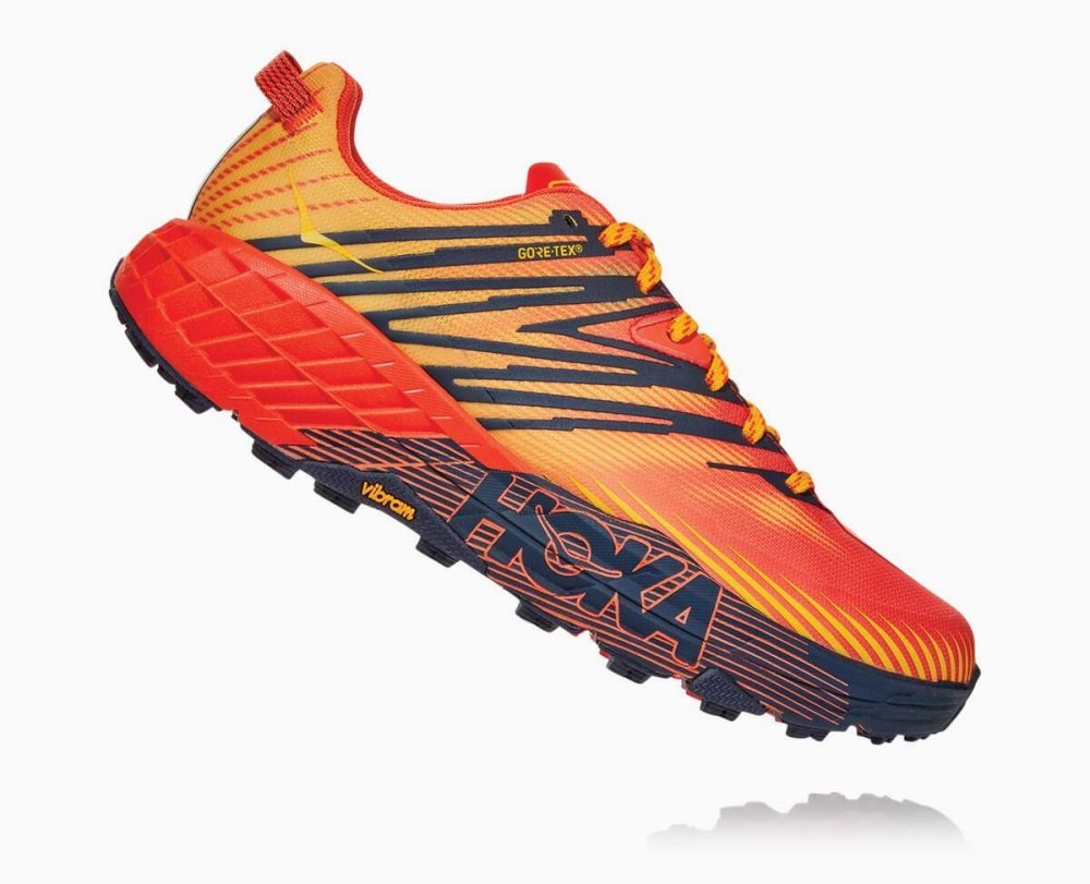 Chaussures Trail Hoka Speedgoat 4 GORE Homme Rouge Doré | XQJL72043