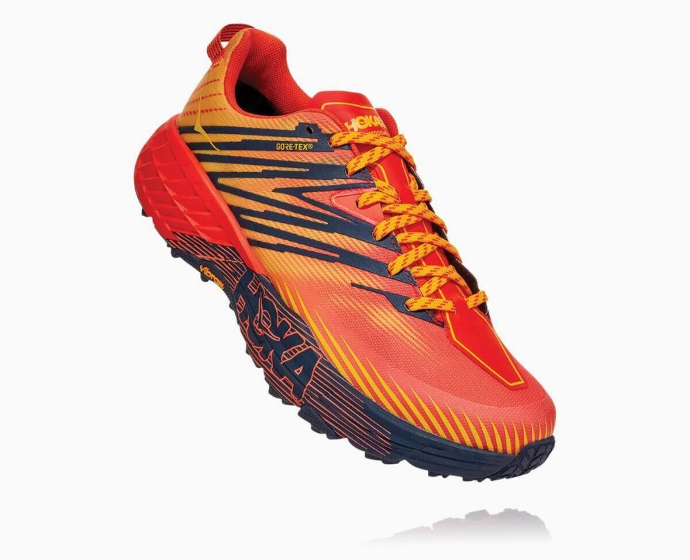 Chaussures Trail Hoka Speedgoat 4 GORE Homme Rouge Doré | XQJL72043