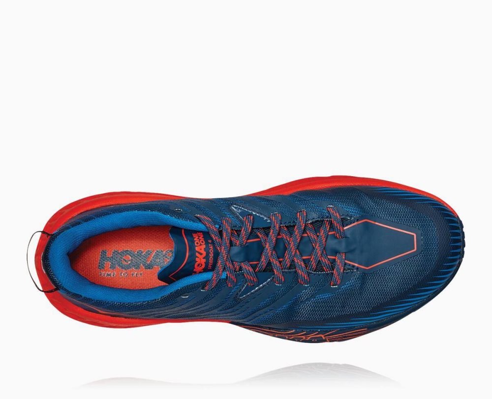 Chaussures Trail Hoka Speedgoat 4 Homme Bleu Rouge | MWON67359