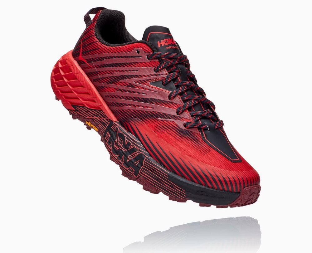 Chaussures Trail Hoka Speedgoat 4 Homme Marron Foncé Rouge | TZSB31470