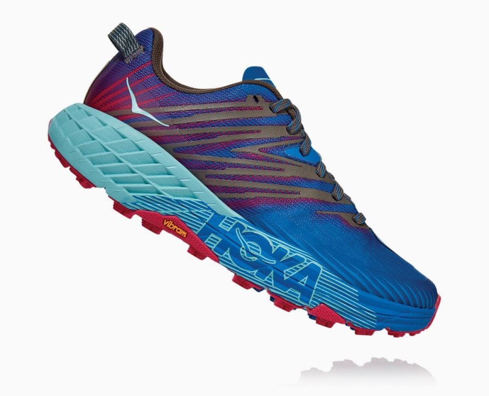 Chaussures Trail Hoka Speedgoat 4 Wide Femme Bleu Royal Bleu Rose Paon | AVDK52834