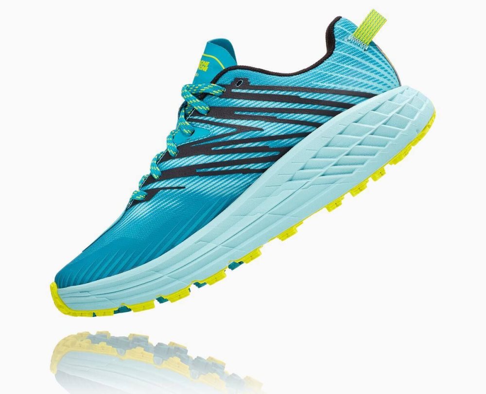 Chaussures Trail Hoka Speedgoat 4 Wide Femme Turquoise Bleu | YXPR94658