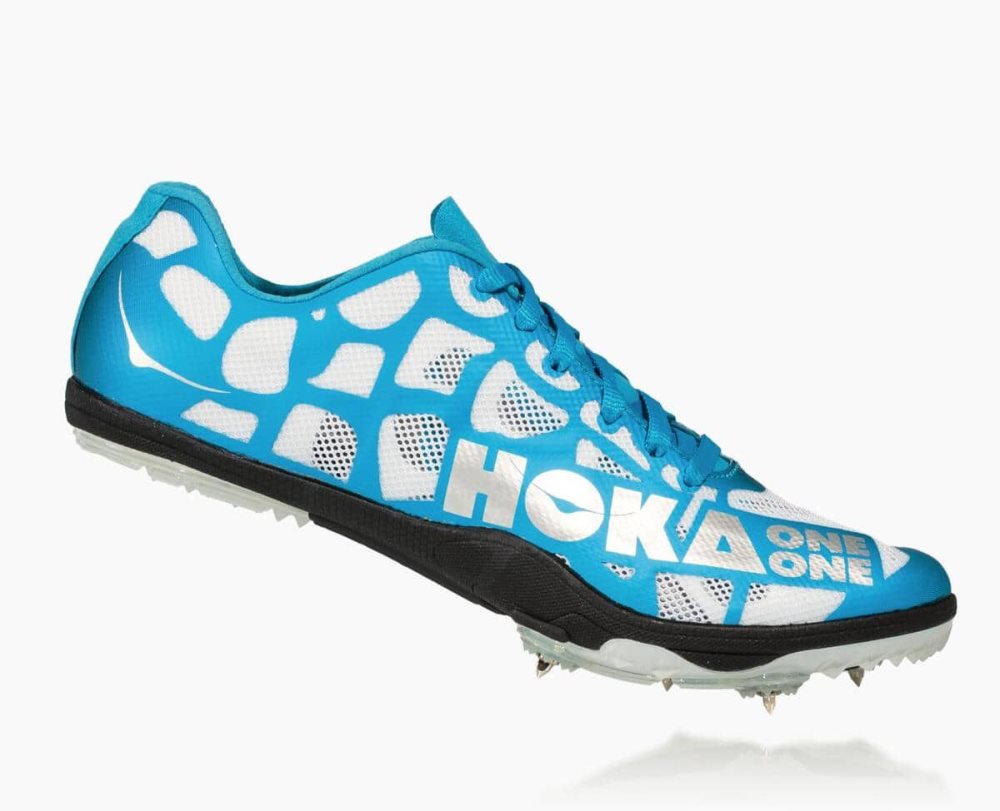 Spikes Hoka Rocket LD Femme Blanche Bleu | LMOX60892